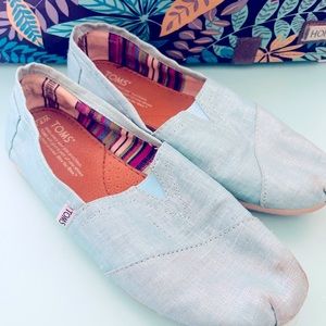 Womans Teal Shimmery  Toms Size 7.5
